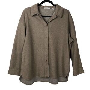 Uniqlo Womens Brushed Jersey Shirt Jacket Shacket Size S Brown Cabincore Office